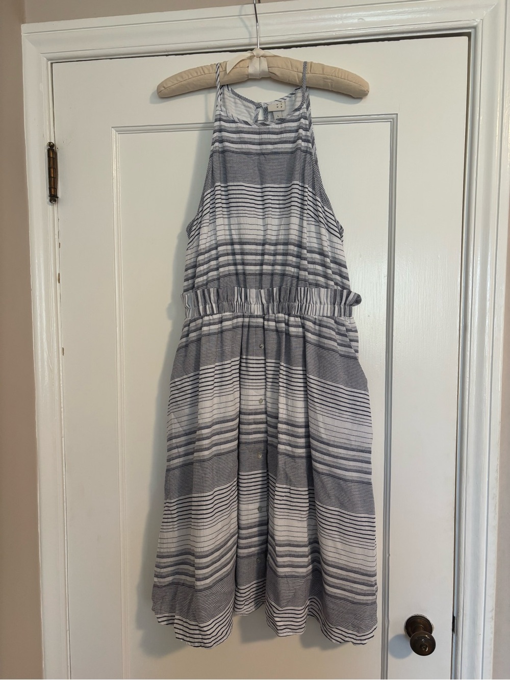 a new day Navy & White Striped Midi Dress